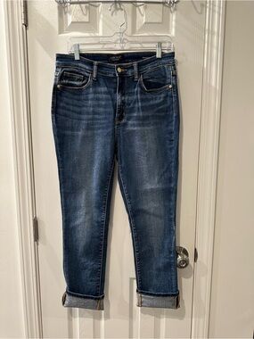 Judy Blue Women's Dark Blue Cuffed Skinny Fit Capri